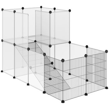 PawHut Jaula para Animales Pequeños con 27 Paneles Transparente
