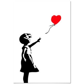 Panorama Cuadro De Aluminio Niña Con El Globo Banksy 70x100 Cm