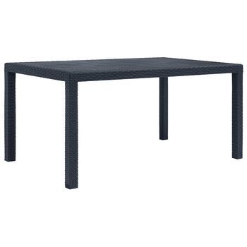 Mesa De Jardín De Plástico Aspecto Ratán Gris 150x90x72 Cm Vidaxl
