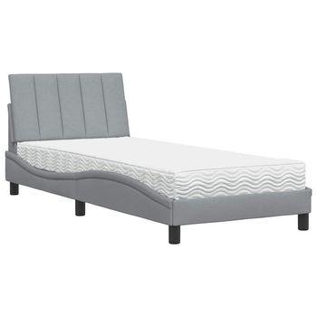 Cama Con Colchón Hanko Tela Gris Claro 80x200 Cm Vidaxl