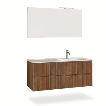 Mueble de baño bañera derecha 4 piezas en mdf roble oscuro