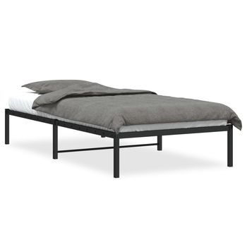Cama Individual | Cama Para Adultos | Estructura De Cama Sin Colchón Metal Negro 100x200 Cm
