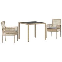 conjunto de comedor de jardin 3 piezas  mueble de jardin beige ratan sintetico