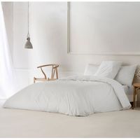 funda nordica lisa blanco cama 120 cm - 200x200 cm algodon 200 hilos cierre con botones