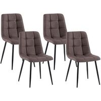juego de 4 sillas de comedor antibes tapizadas en tela marron 55x45x84 cm clp