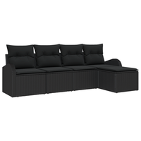 juego de sofas de jardin de 5 uds con cojines negro poliratan cfw427637