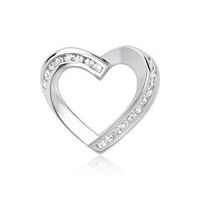 14 quilates colgante de oro blanco corazon 19 diamantes