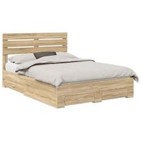 estructura de cama con cajon roble sonoma 140 x 190 cm vidaxl
