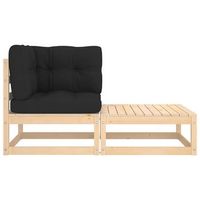 muebles de jardin 2 uds  mesa y sillas con cojines madera maciza de pino