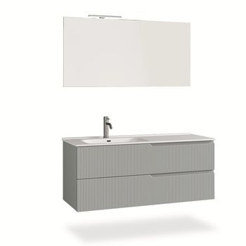 Composición Baño Lavabo Izquierda 4 ​​piezas Venere Gris Mate En Mdf