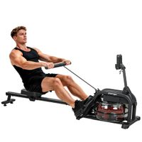 sportnow remo de agua remo para musculacion en casa deposito ajustable 6-11l pantalla lcd soporte para tablet 170x46x77cm negro   aosom espana