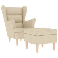sillon con taburete reposapies de tela crema cfw814694