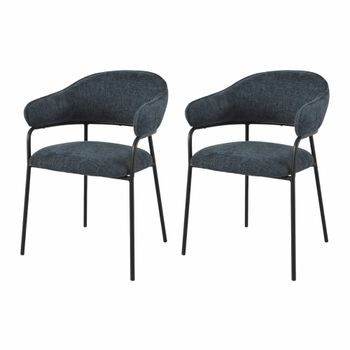Conjunto de 2 sillas de comedor azul petróleo y negras en tela
