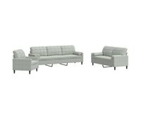 vidaxl juego de sofas con cojines 3 piezas terciopelo gris claro