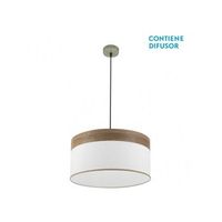 colgante cloe 2xe27 cueroblanca-madera oscura regx50x50 cm