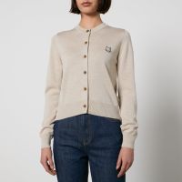 maison kitsune bold fox head patch wool cardigan - xl