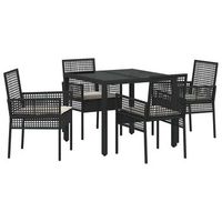 conjunto de comedor de jardin 5 piezas  mueble de jardin negro ratan sintetico