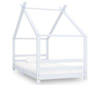 vidaxl estructura de cama infantil madera maciza pino blanco 90x200 cm