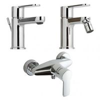 kit griferia bano mezclador lavabo bidet ducha acabado cromado  nora