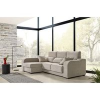 sofa chaiselongue zafiro  3 plazas tela antimanchas izquierda color beige
