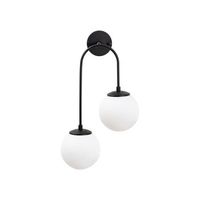 lampara de pared jewel-10575 blanco negro metal vidrio 30x24x55 cm