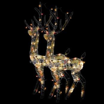Adorno De Renos De Navidad Acrílico Multicolor 2 Uds 128 Cm Vidaxl