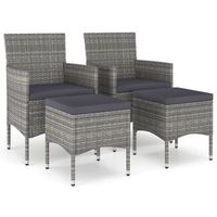 conjunto de silla de jardin y taburete 4 uds ratan pe gris cfw731387
