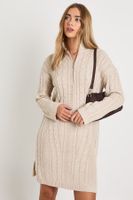 vestido jersey de punto en ochos con cremallera a la mitad beige
