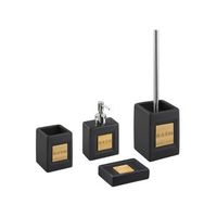 conjunto de accesorios de bano de dolomita dispensador jabonera escobilla recipiente minimalista negro kourou