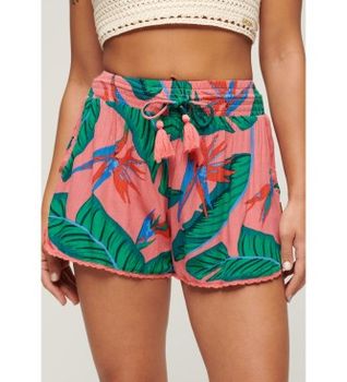 Superdry para mujer. W7110423A Pantalón corto playero rosa (S), Casual, Viscosa