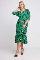 limited collection vestido verde cruzado estampado leopardo mujer curvy y tallas grandes limited collection