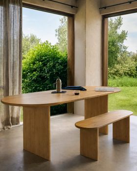 Mesa de comedor de madera de abeto en color marrón claro 220 cm