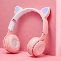 audifonos con orejas de gato y tecnologia inalambrica con efecto de iluminacion rgb bt 50 con baja latencia bateria de larga duracion como regalo