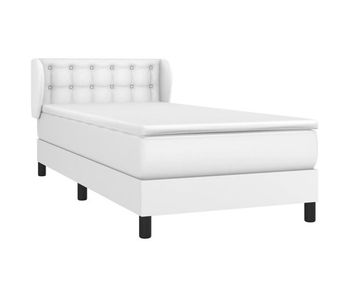 Cama box spring con colchón cuero sintético blanco 90x190 cm botones