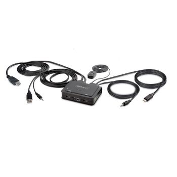 Conmutador KVM StarTech.com HDMI 4K 60Hz USB-A/USB-C Cables Integrados Audio 1,8m