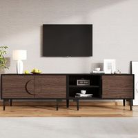 mueble de tv - mueble para salon - tablero de particulas - nogal oscuro 180x35x49cm