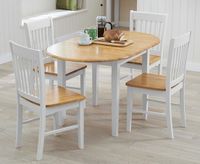 amalfi oak and white painted extending dining table with chairs - oak and white 2 chairs