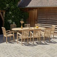 salon de jardin de madera teca maciza aceitada extensible 810 pers