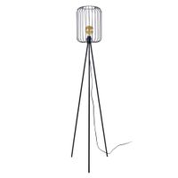 lampara de pie tripode metal negro pantalla negro