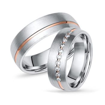 Alianzas bicolor plata 925 rosa grabable