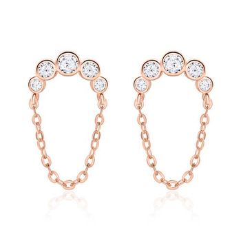 Pendientes de mujer con circonita de plata 925, rosa