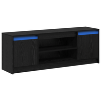mueble para tv  muebles de salon con led de roble negro 1395x34x50 cm madera elaborada cfw71662