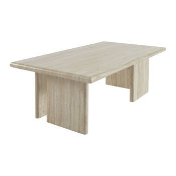 Mesa De Centro Rectangular, Beige Travertino