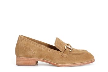mocasines de mujer en piel de ante con horsebit tan