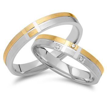 Alianzas 18 quilates oro amarillo-blanco 3 diamantes