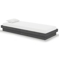cama individual  cama para adultos  estructura de cama individual madera maciza gris 2ft6 75x190 cm