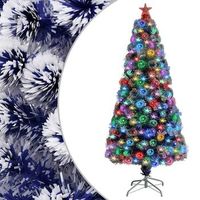 arbol de navidad  decoraciones de navidad con luces fibra optica blanco y azul 150 cm cfw424110