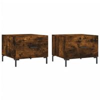 2 uds mesas de centro - mesas bajas - mesas de cafe madera ingenieria roble ahumado 50x50x40cm