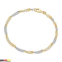 pulsera singapur de oro de 14 quilates de 29 mm de ancho bicolor