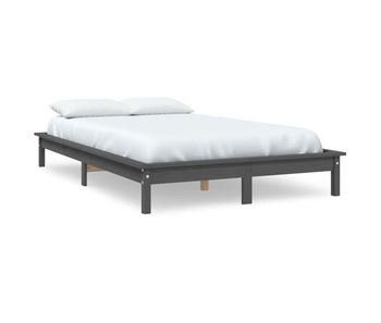 Estructura de cama madera maciza de pino gris 150x200 cm